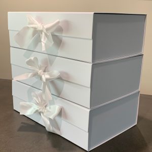 Large White Rigid Gift Box with Ribbon, Blank Hamper Box ADELAIDE